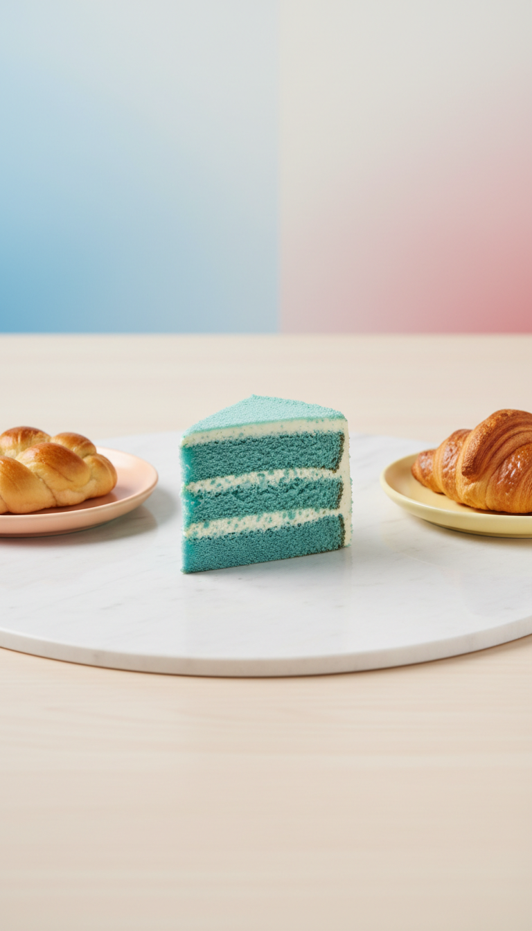 Sky Blue Velvet Cake Slice